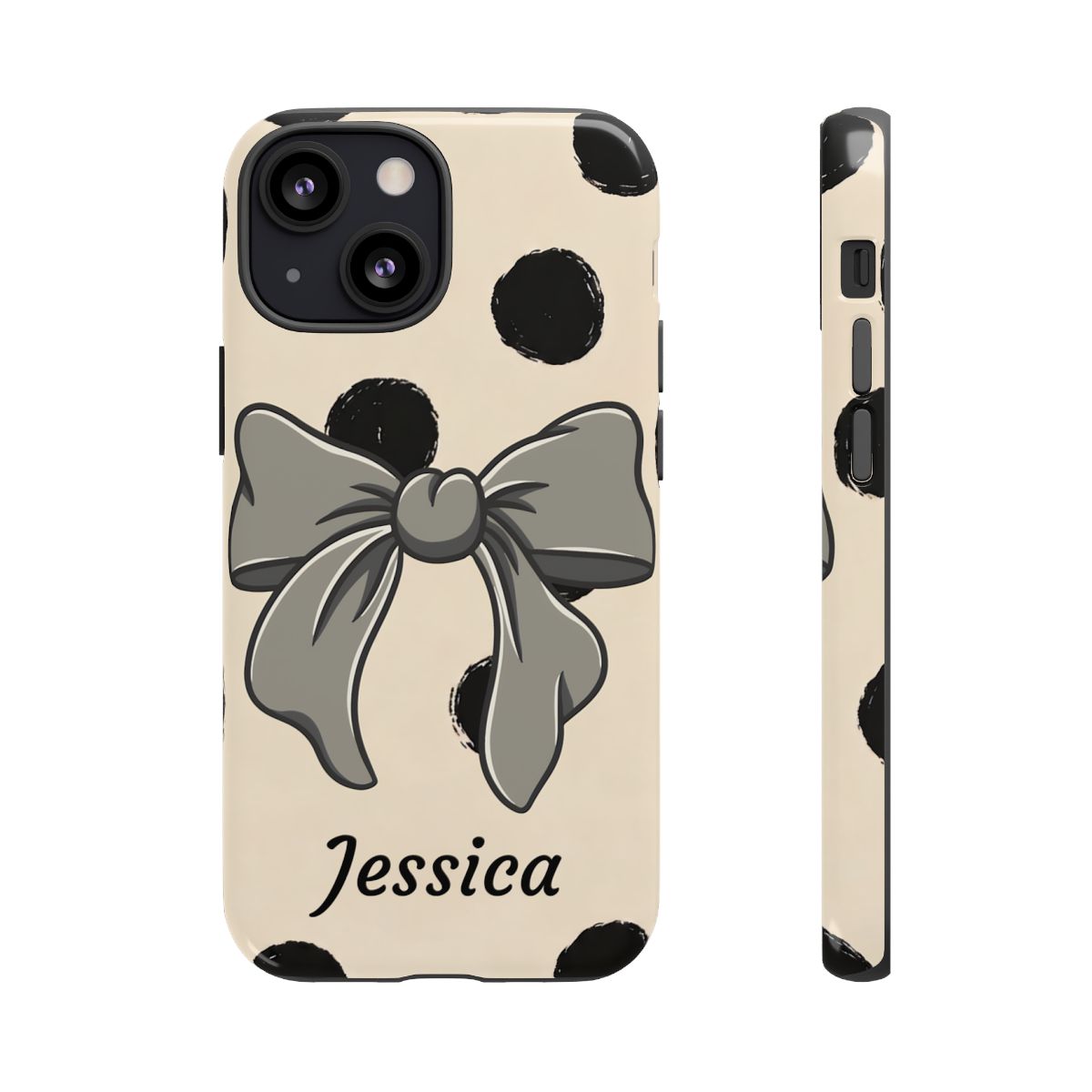 Personalized Polka Dot Bow Phone Case – Custom Name Coquette Retro Aesthetic
