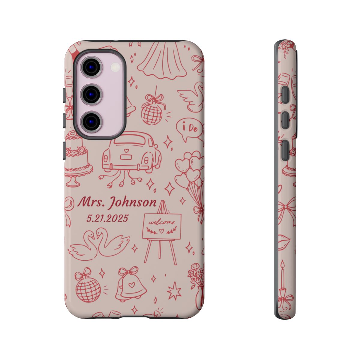 Pink Personalized Wedding Phone Case – Custom Name & Date Bridal Gift