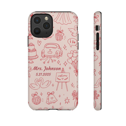 Pink Personalized Wedding Phone Case – Custom Name & Date Bridal Gift