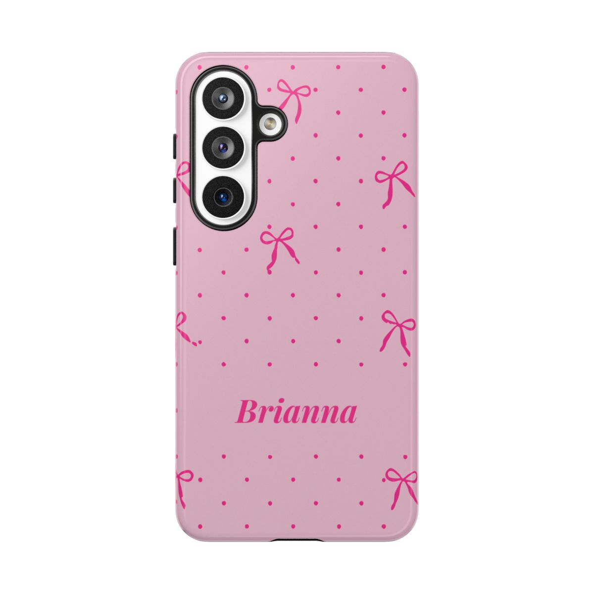 Personalized Pink Bow Phone Case – Custom Name Polka Dot Coquette Aesthetic