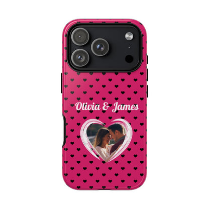 Personalized Photo Pink Heart Phone Case - Custom Photo & Name