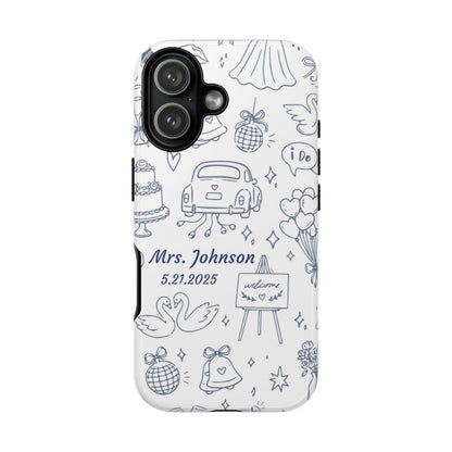 Navy Blue Personalized Wedding Phone Case – Custom Name & Date Bridal Gift