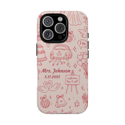Pink Personalized Wedding Phone Case – Custom Name & Date Bridal Gift