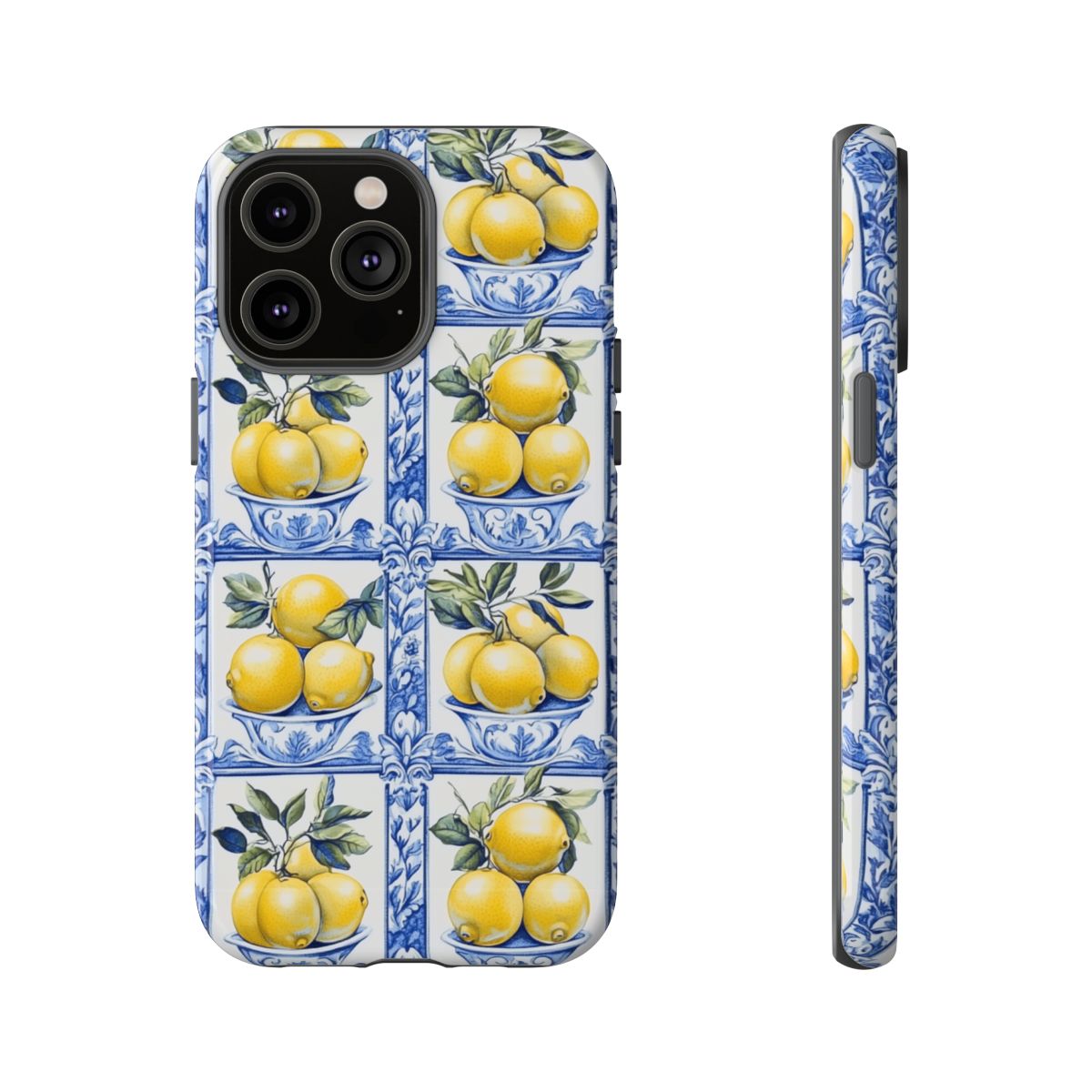 Amalfi Lemon Tile Phone Case - Mediterranean Blue & Yellow