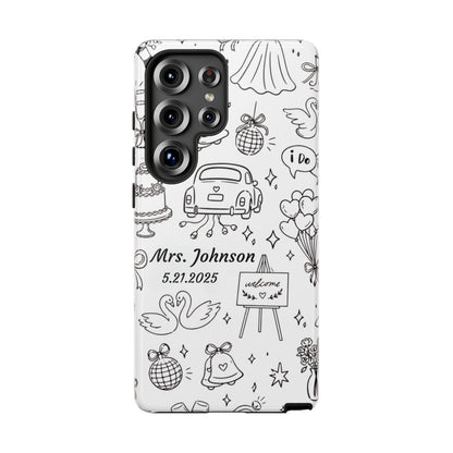 Black Wedding Phone Case – Personalized Name & Date Gift