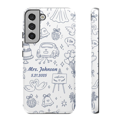 Navy Blue Personalized Wedding Phone Case – Custom Name & Date Bridal Gift