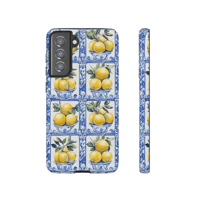 Amalfi Lemon Tile Phone Case - Mediterranean Blue & Yellow