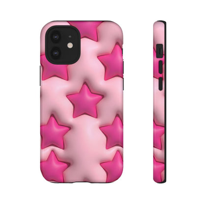Pink Puffy Stars Aesthetic Phone Case - Cute Y2K Design