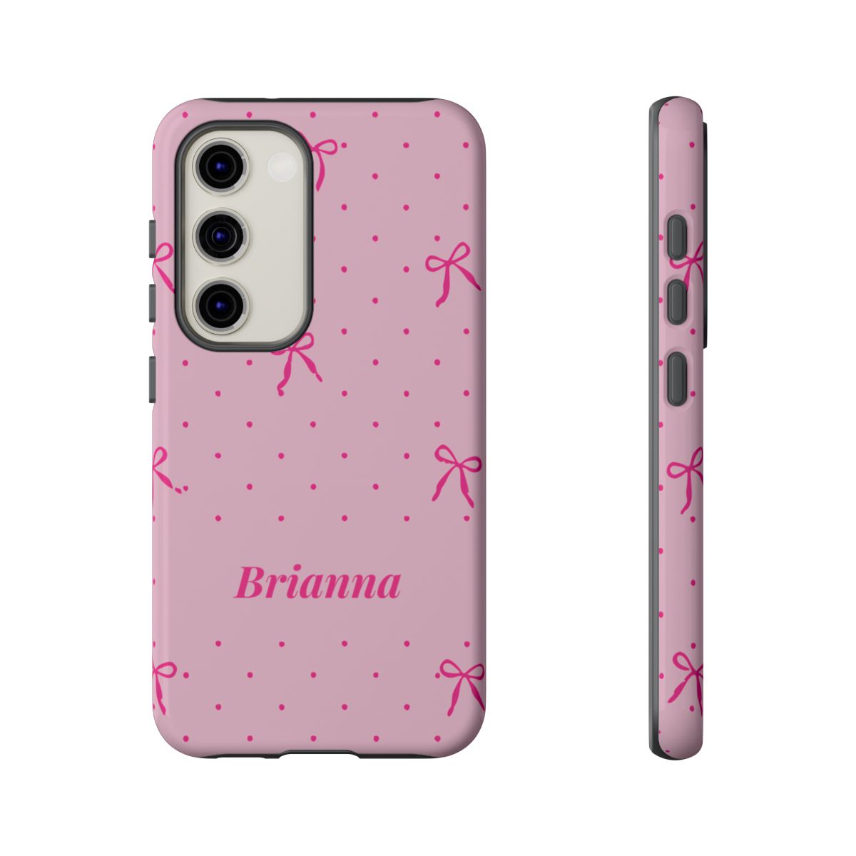 Personalized Pink Bow Phone Case – Custom Name Polka Dot Coquette Aesthetic