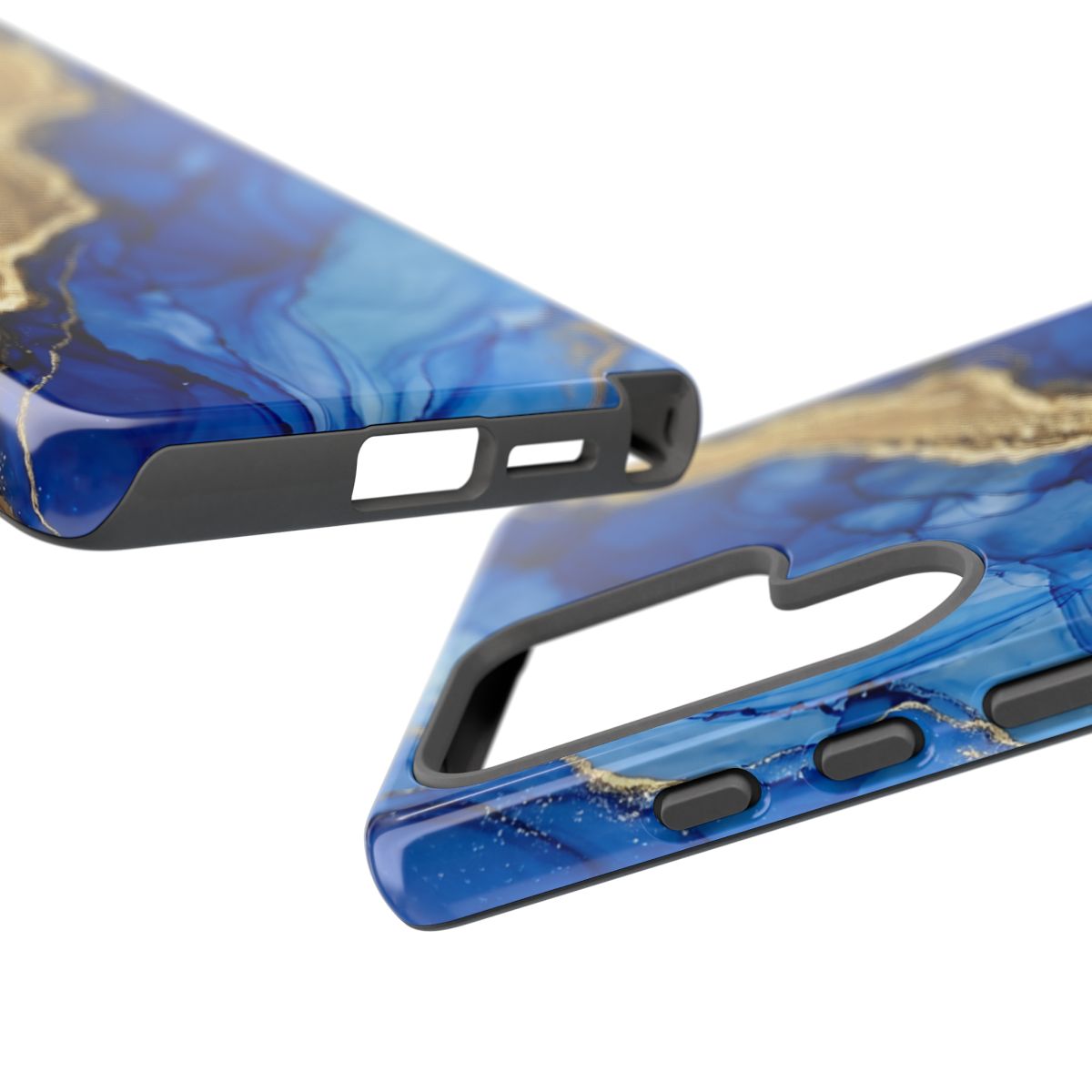 Blue Gold Marble Phone Case – Luxury Sapphire Geode Ink Art Design
