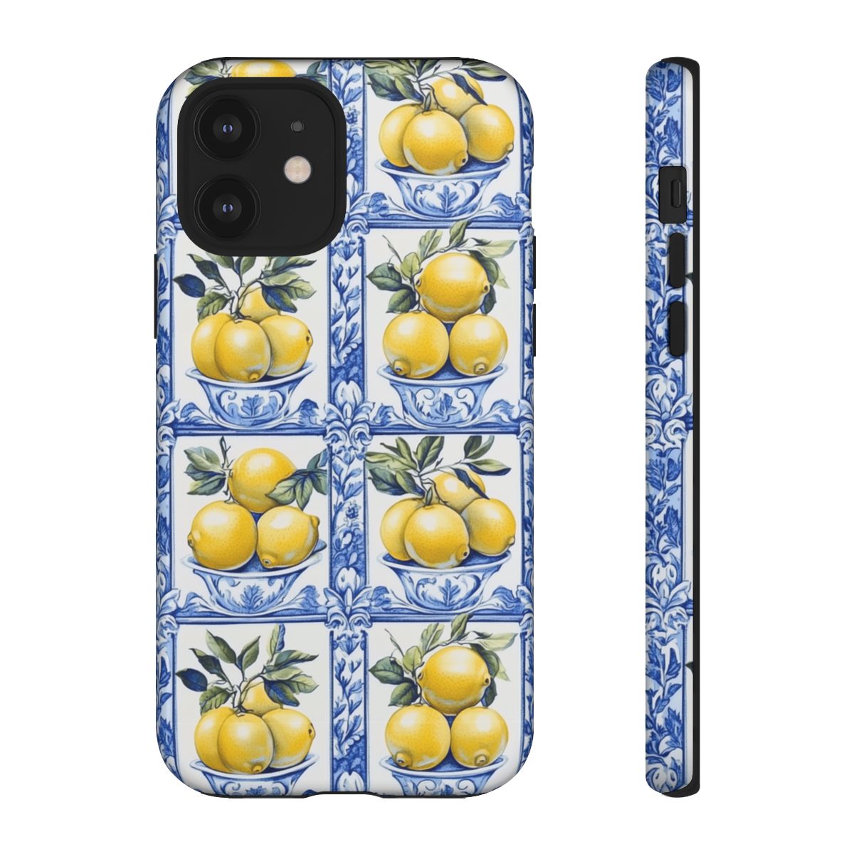 Amalfi Lemon Tile Phone Case - Mediterranean Blue & Yellow