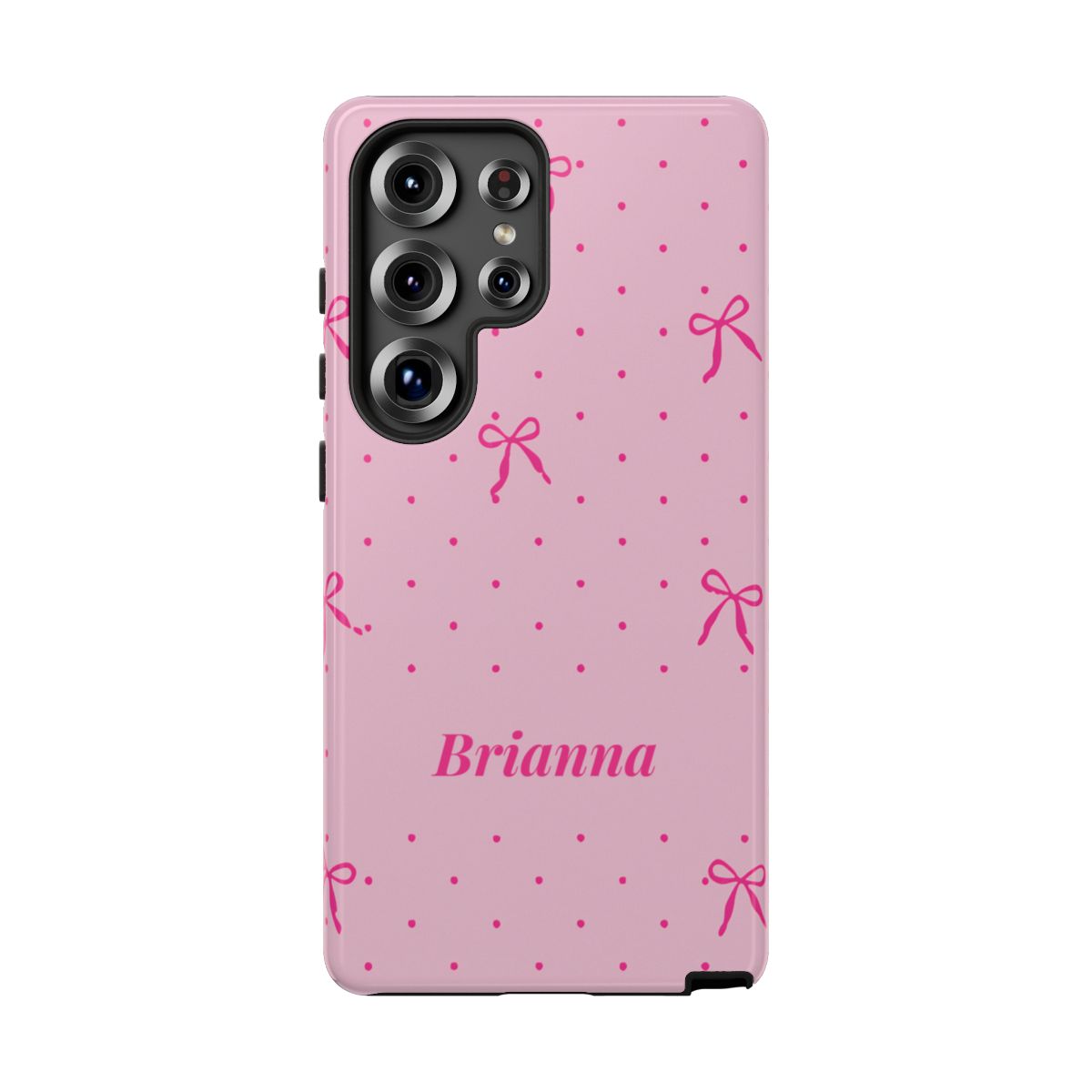 Personalized Pink Bow Phone Case – Custom Name Polka Dot Coquette Aesthetic