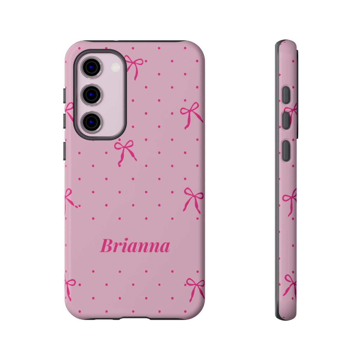 Personalized Pink Bow Phone Case – Custom Name Polka Dot Coquette Aesthetic