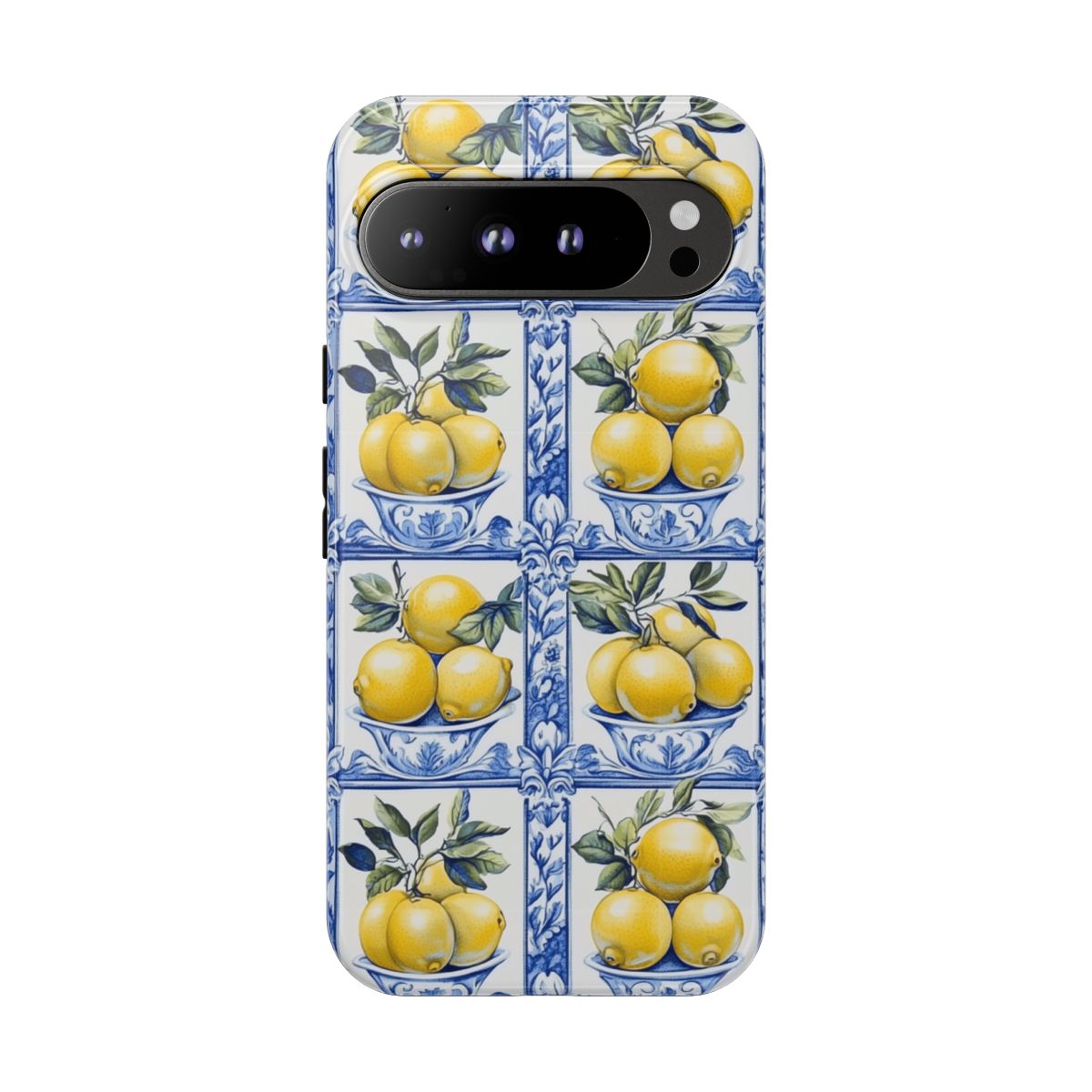 Amalfi Lemon Tile Phone Case - Mediterranean Blue & Yellow