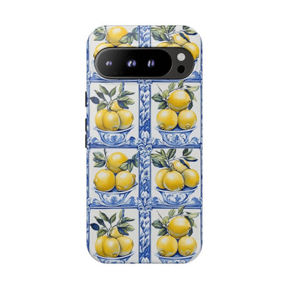 Amalfi Lemon Tile Phone Case - Mediterranean Blue & Yellow