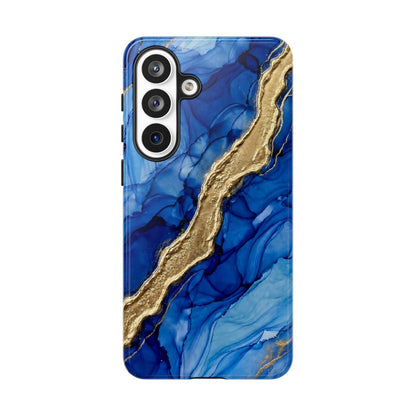 Blue Gold Marble Phone Case – Luxury Sapphire Geode Ink Art Design