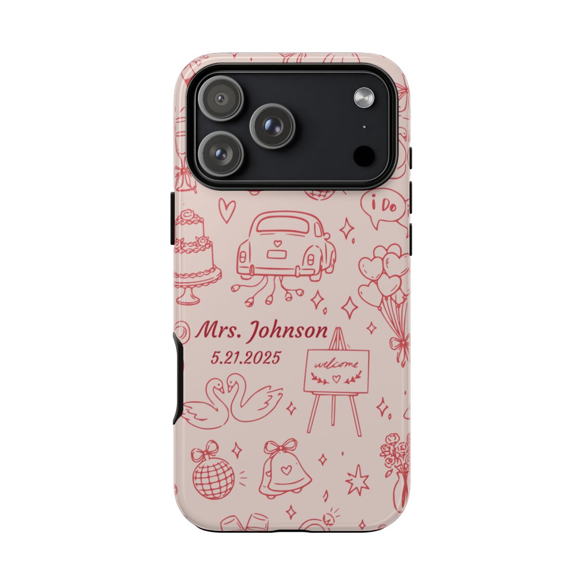 Pink Personalized Wedding Phone Case – Custom Name & Date Bridal Gift