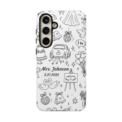Black Wedding Phone Case – Personalized Name & Date Gift