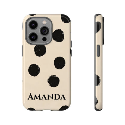 Personalized Polka Dot Phone Case – Custom Name Modern Abstract Aesthetic