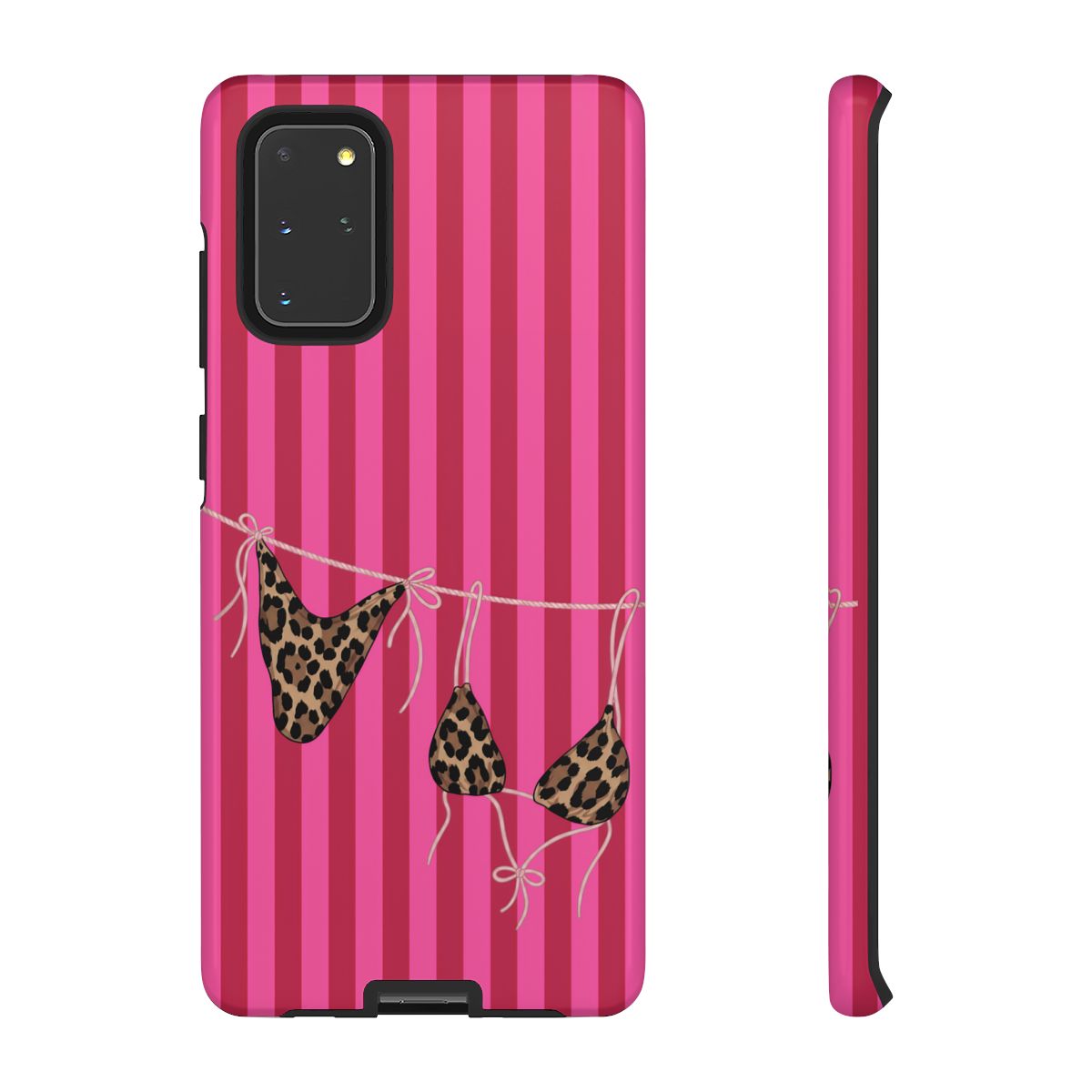 Leopard Bikini Striped Phone Case – Trendy Summer Beach Aesthetic