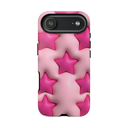 Pink Puffy Stars Aesthetic Phone Case - Cute Y2K Design