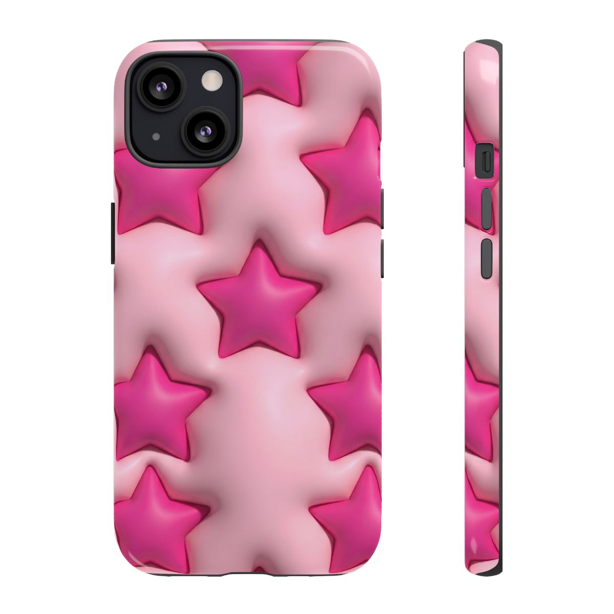 Pink Puffy Stars Aesthetic Phone Case - Cute Y2K Design