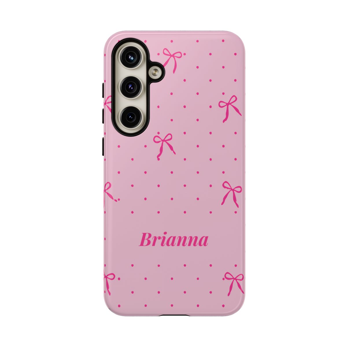 Personalized Pink Bow Phone Case – Custom Name Polka Dot Coquette Aesthetic