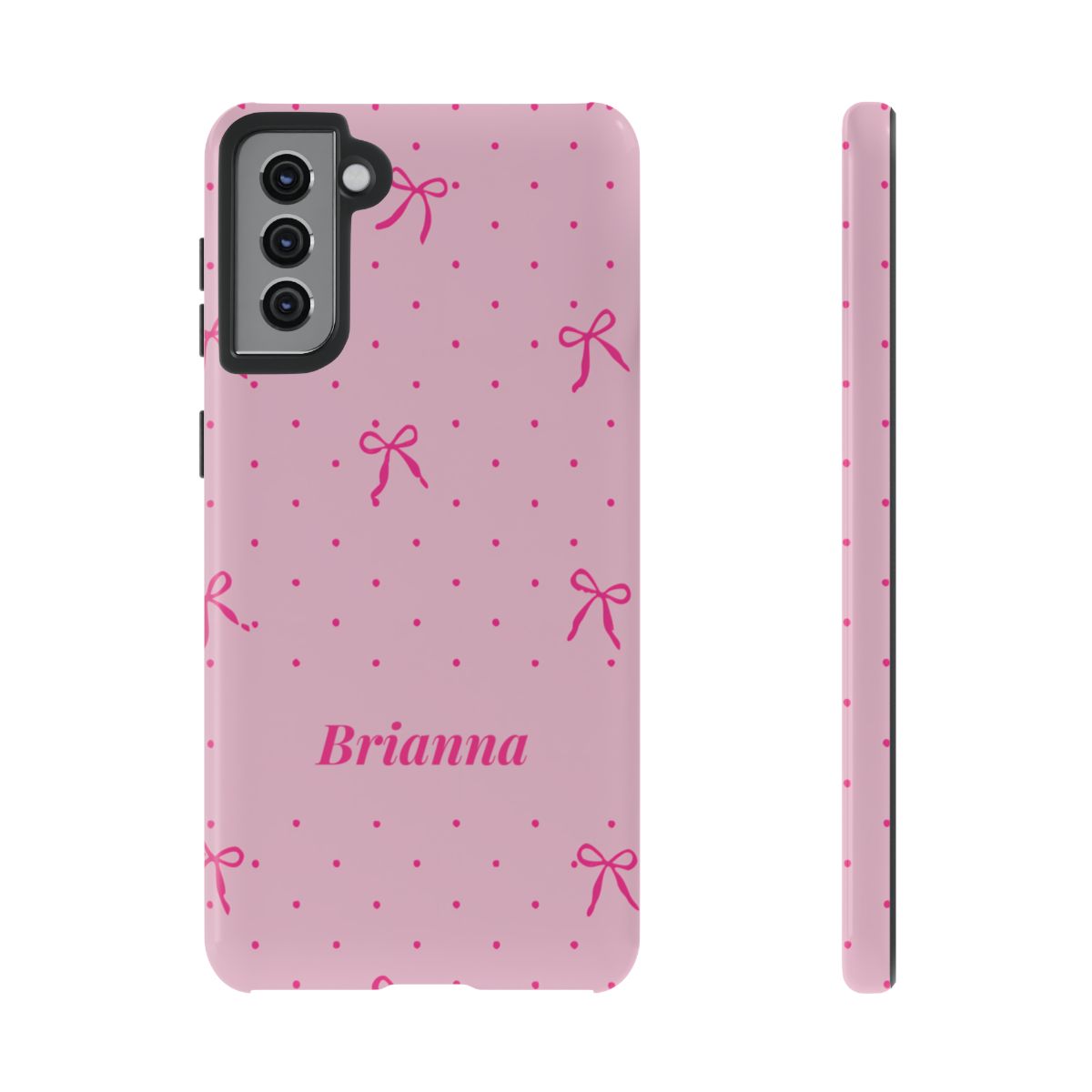 Personalized Pink Bow Phone Case – Custom Name Polka Dot Coquette Aesthetic