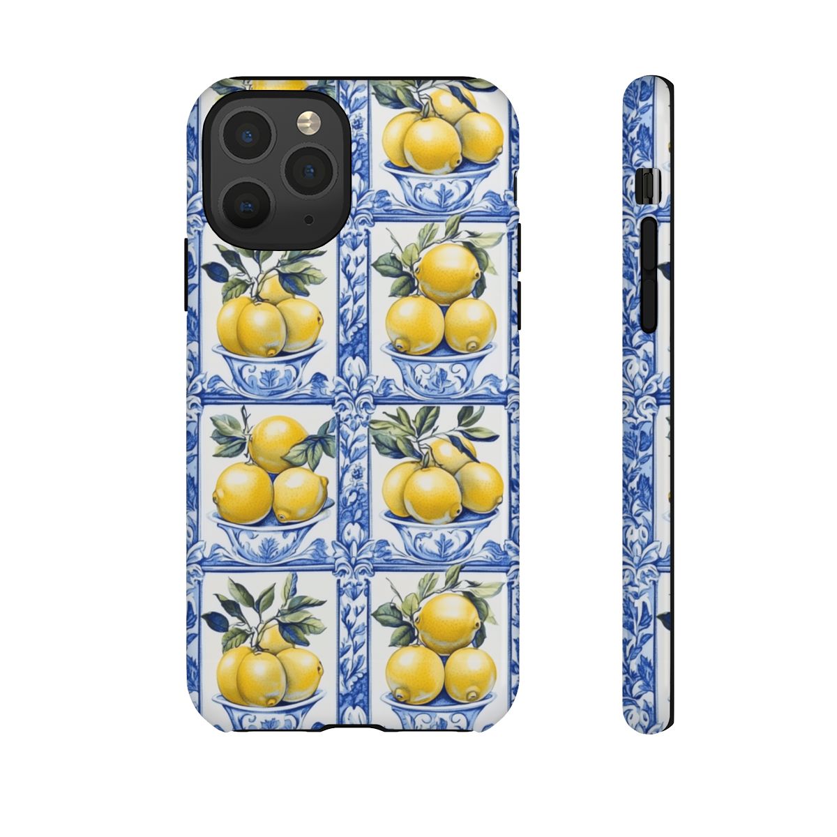 Amalfi Lemon Tile Phone Case - Mediterranean Blue & Yellow