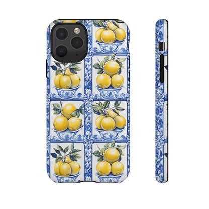 Amalfi Lemon Tile Phone Case - Mediterranean Blue & Yellow