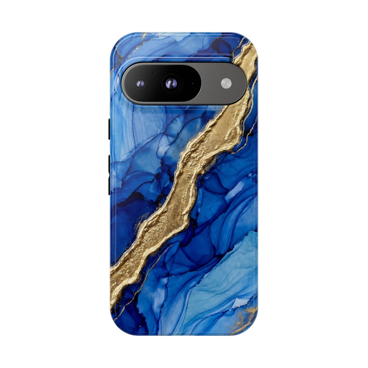 Blue Gold Marble Phone Case – Luxury Sapphire Geode Ink Art Design