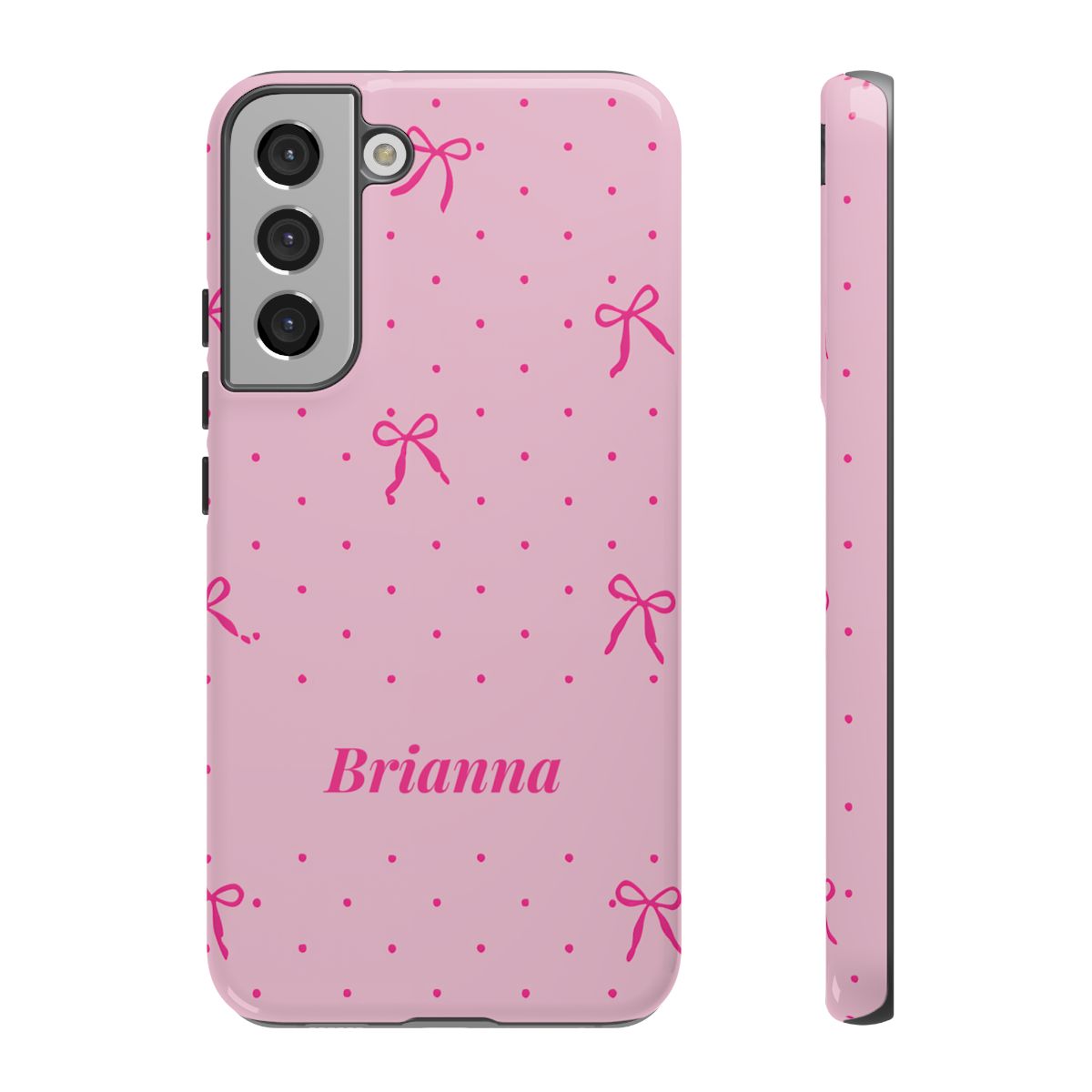 Personalized Pink Bow Phone Case – Custom Name Polka Dot Coquette Aesthetic