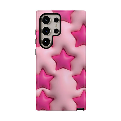 Pink Puffy Stars Aesthetic Phone Case - Cute Y2K Design