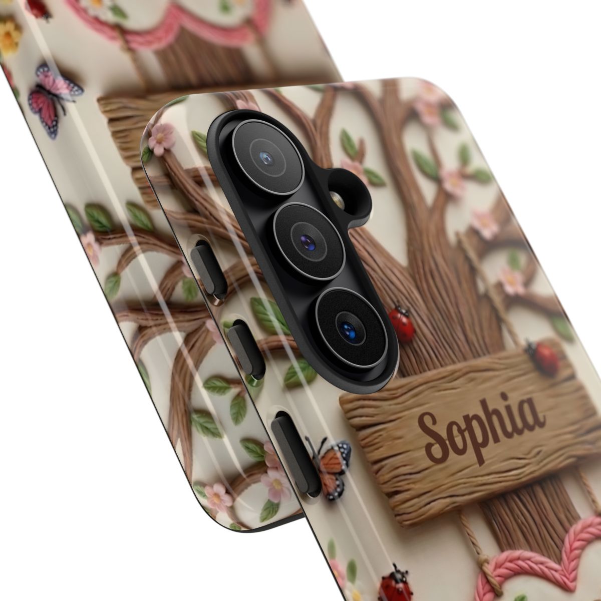 Personalized Bonus Mom Phone Case – Custom Name Clay Spring Garden Aesthetic
