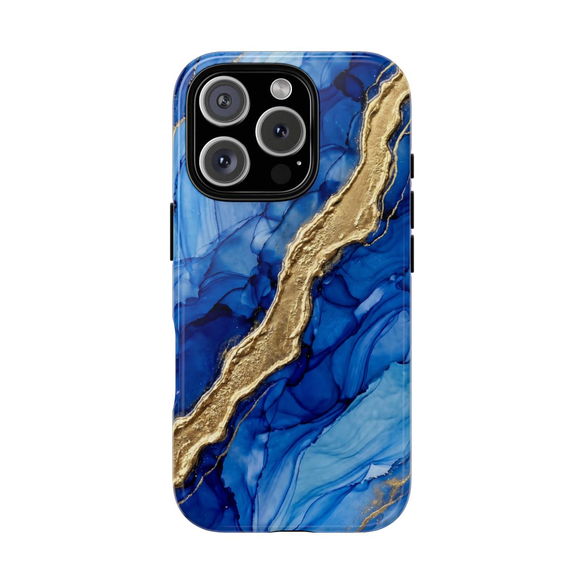 Blue Gold Marble Phone Case – Luxury Sapphire Geode Ink Art Design