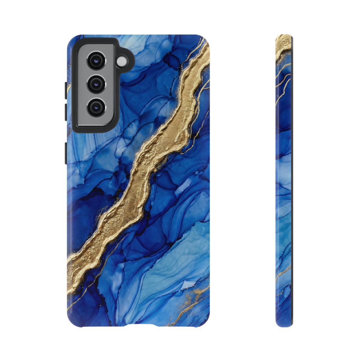 Blue Gold Marble Phone Case – Luxury Sapphire Geode Ink Art Design