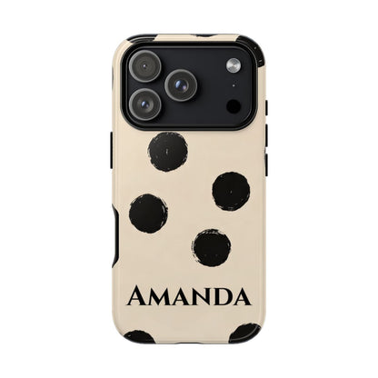 Personalized Polka Dot Phone Case – Custom Name Modern Abstract Aesthetic