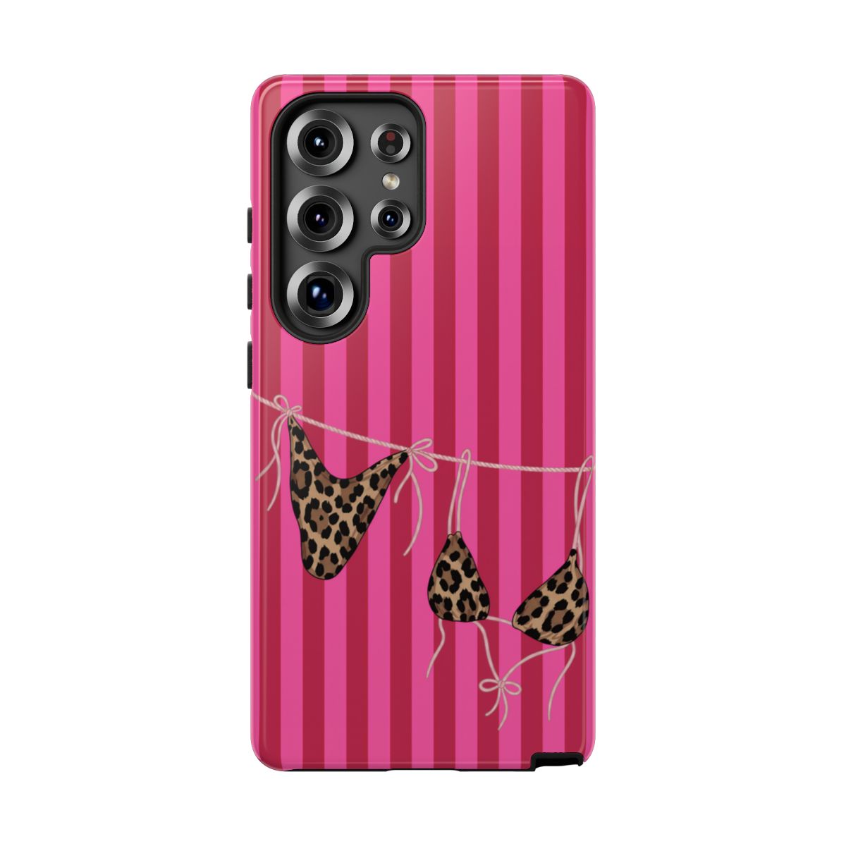 Leopard Bikini Striped Phone Case – Trendy Summer Beach Aesthetic
