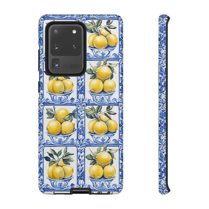 Amalfi Lemon Tile Phone Case - Mediterranean Blue & Yellow