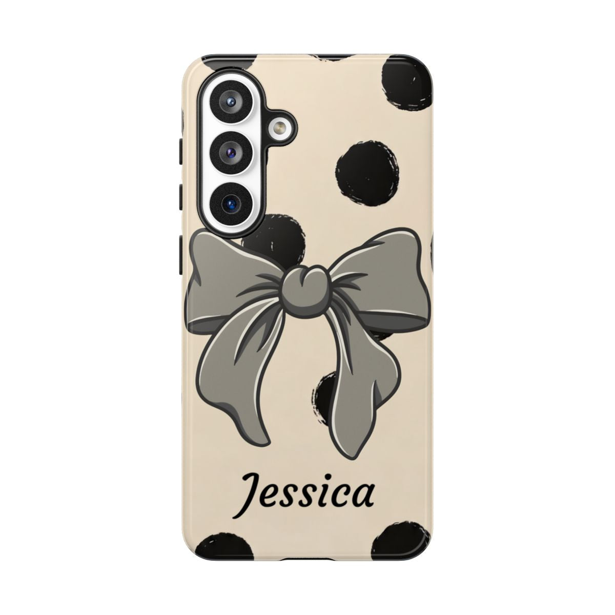 Personalized Polka Dot Bow Phone Case – Custom Name Coquette Retro Aesthetic