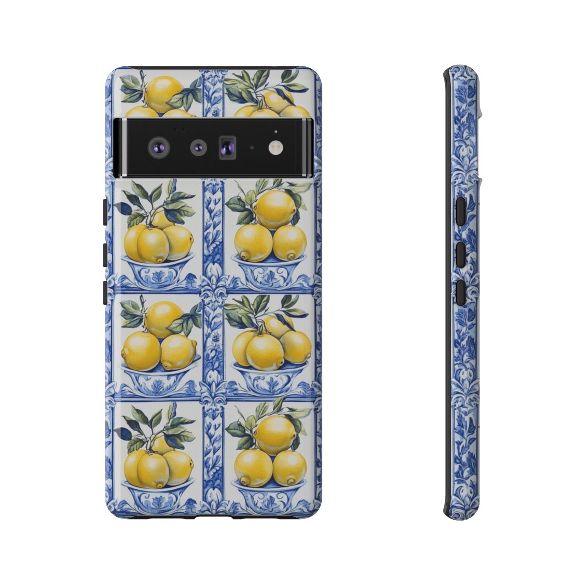 Amalfi Lemon Tile Phone Case - Mediterranean Blue & Yellow