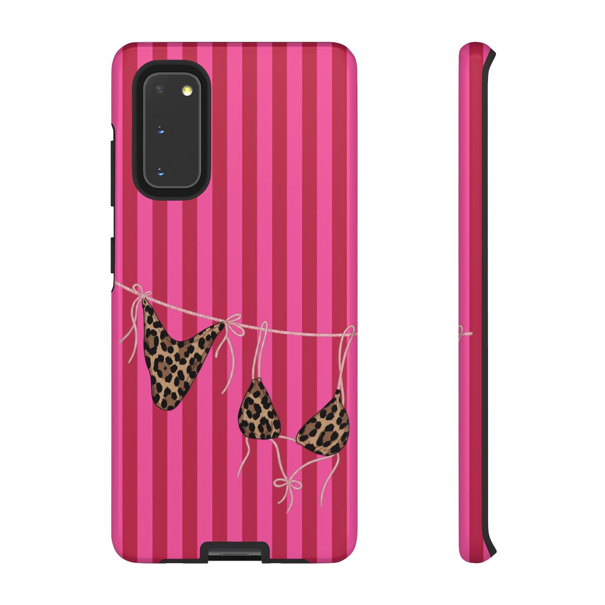Leopard Bikini Striped Phone Case – Trendy Summer Beach Aesthetic