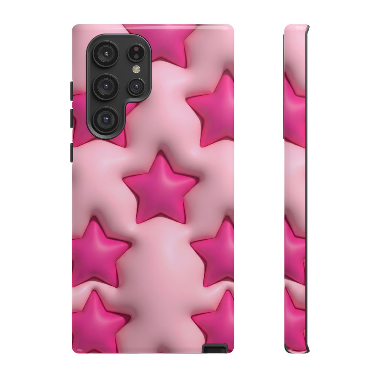 Pink Puffy Stars Aesthetic Phone Case - Cute Y2K Design