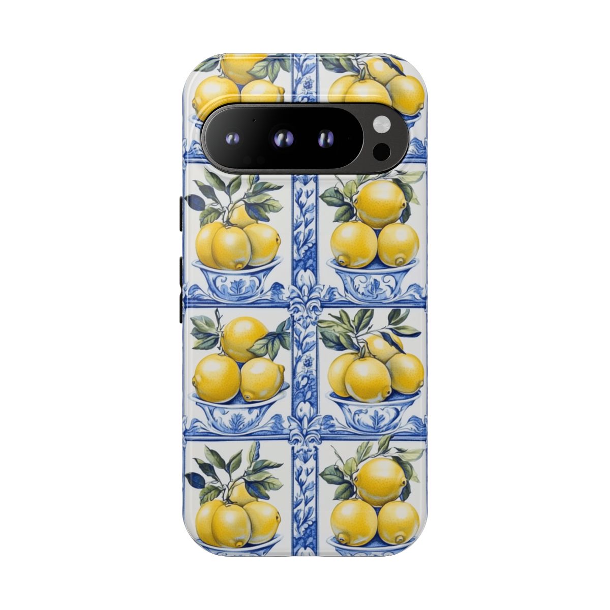 Amalfi Lemon Tile Phone Case - Mediterranean Blue & Yellow