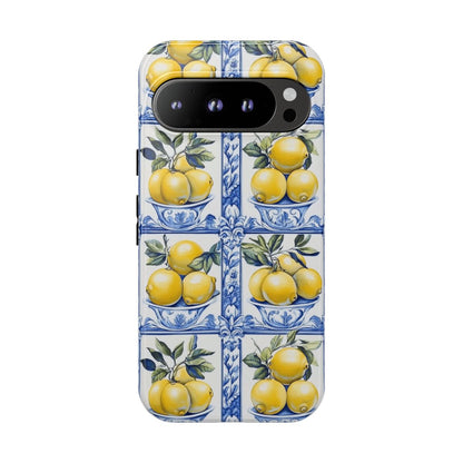 Amalfi Lemon Tile Phone Case - Mediterranean Blue & Yellow