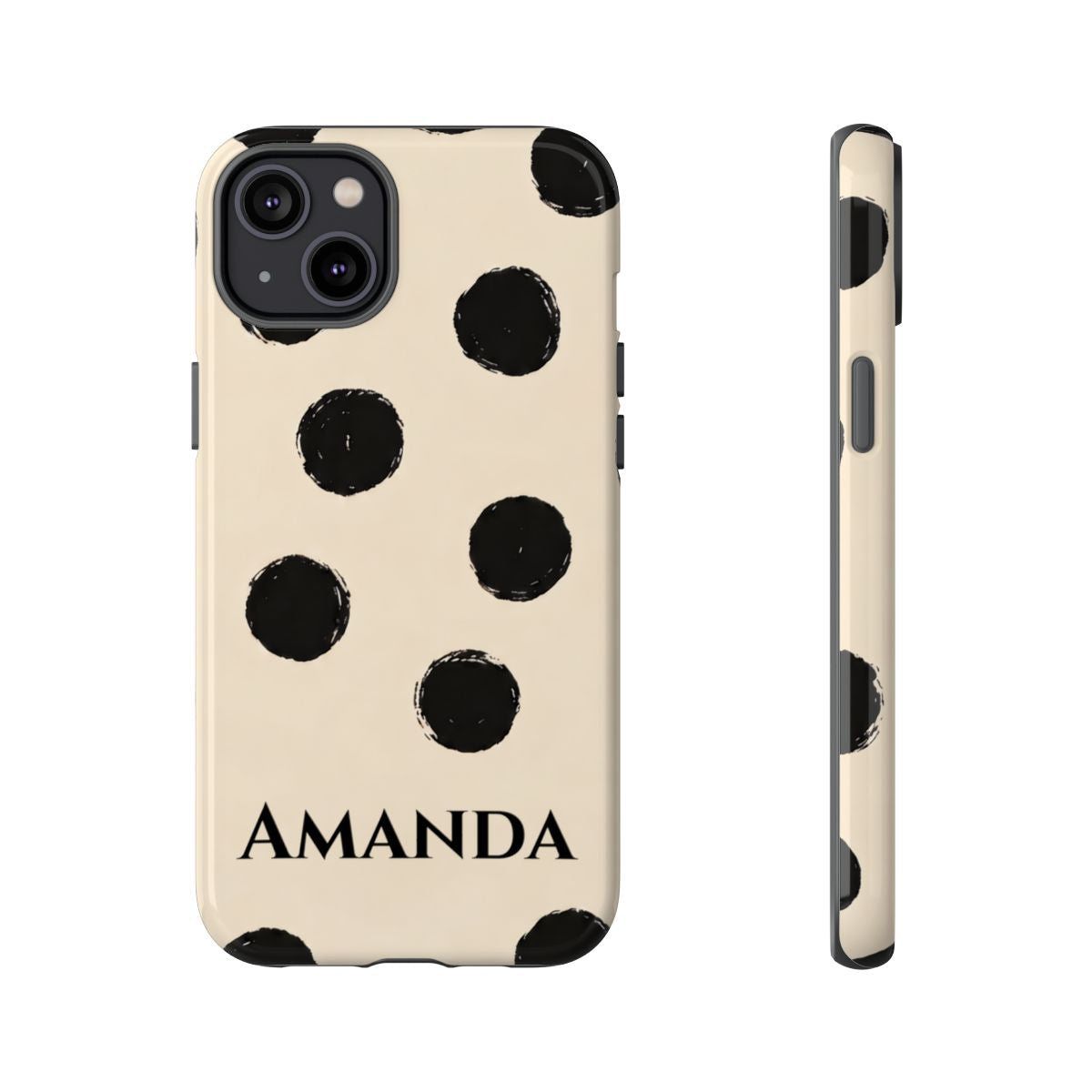Personalized Polka Dot Phone Case – Custom Name Modern Abstract Aesthetic