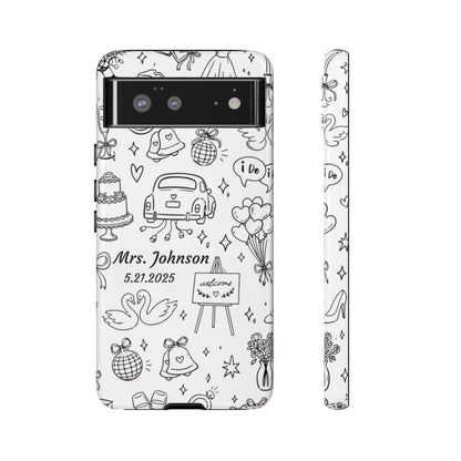 Black Wedding Phone Case – Personalized Name & Date Gift
