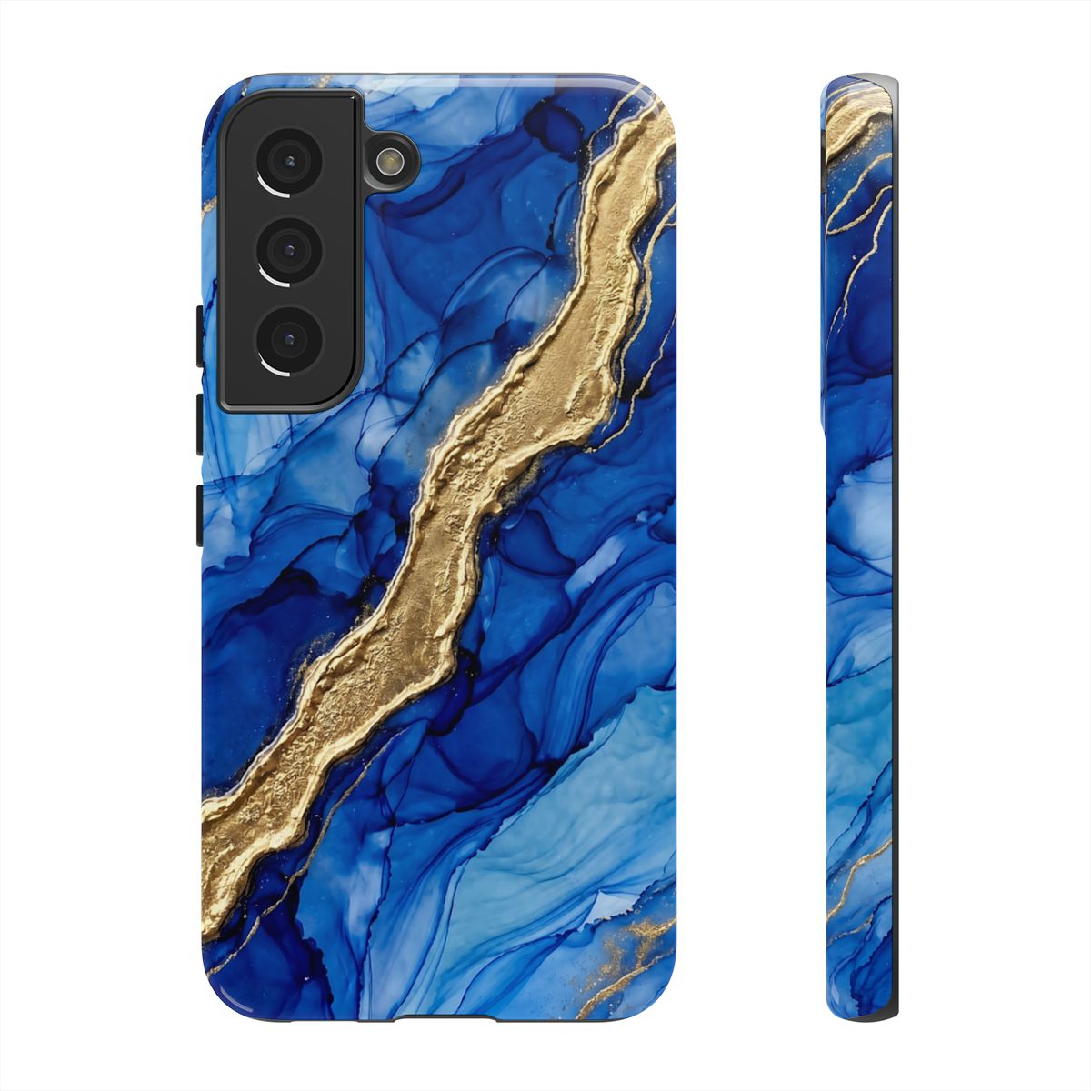 Blue Gold Marble Phone Case – Luxury Sapphire Geode Ink Art Design