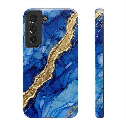 Blue Gold Marble Phone Case – Luxury Sapphire Geode Ink Art Design