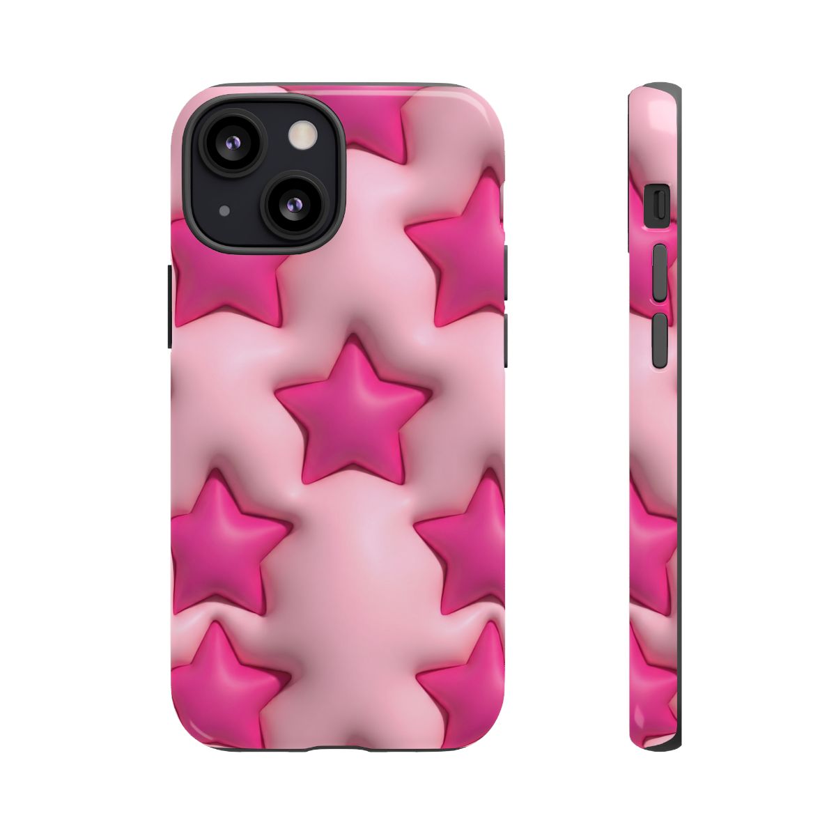 Pink Puffy Stars Aesthetic Phone Case - Cute Y2K Design